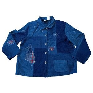 VTG 80s 90s Koret Patchwork‎ Embroidered Shacket Womens L Ugly Christmas Boho